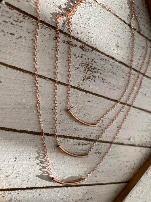 As Seen on  This Is Us, Season 6, Episode 6, Delicate Rose Gold Tube Layering Necklace