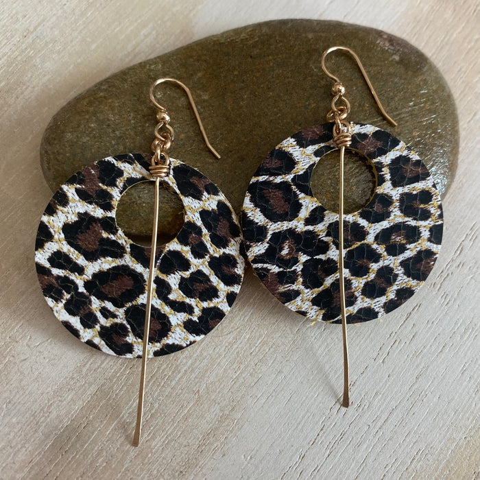 Animal print leather statement earrings