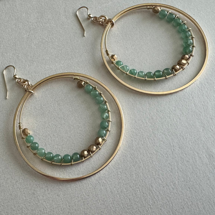 Aventurine Beaded Hoops