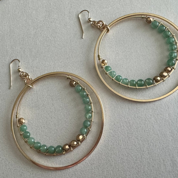 Aventurine Beaded Hoops