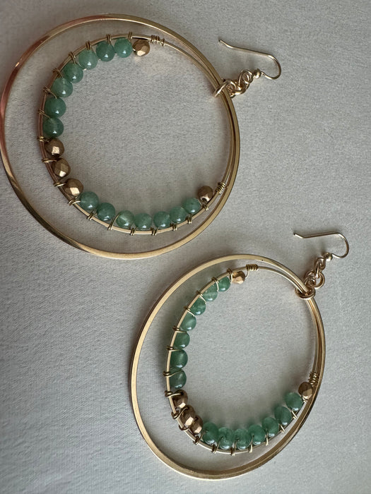 Aventurine Beaded Hoops