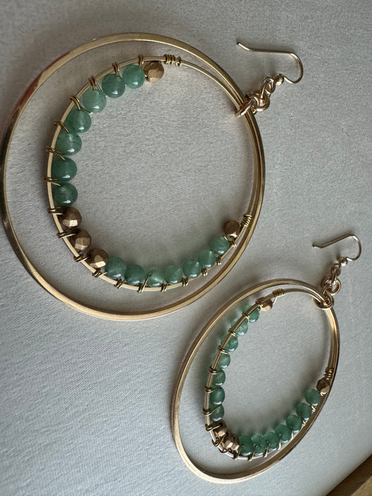 Aventurine Beaded Hoops