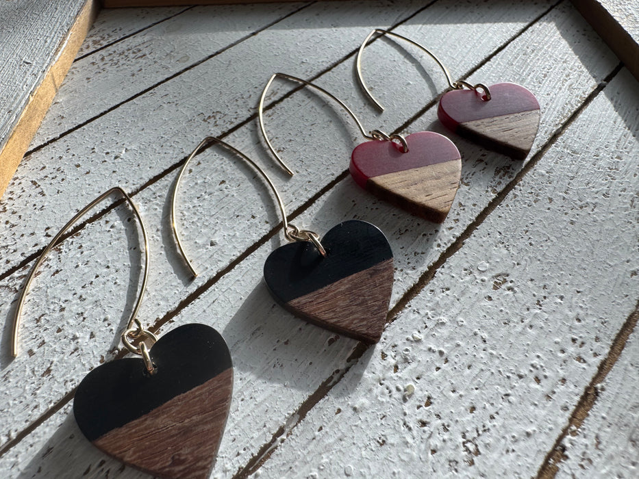 Walnut Heart Earrings