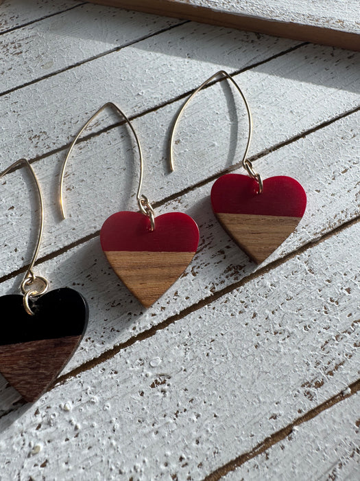 Walnut Heart Earrings