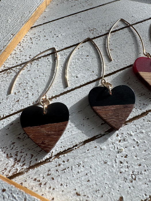 Walnut Heart Earrings