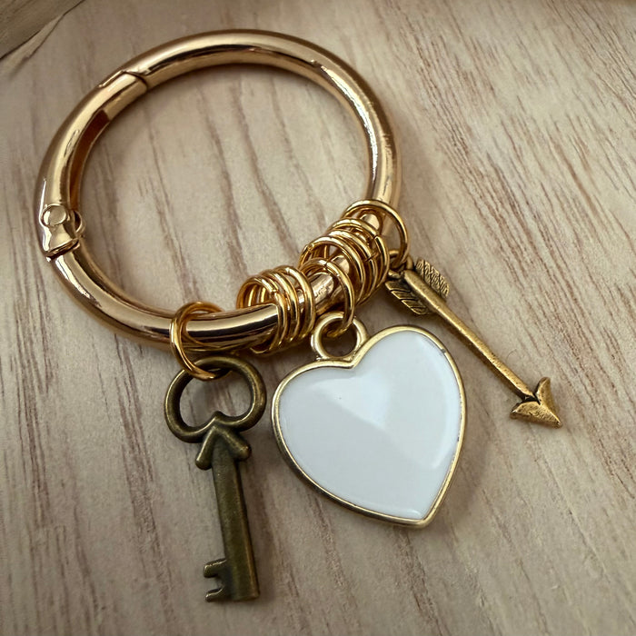 Key to my Heart Boot Charm (white heart)
