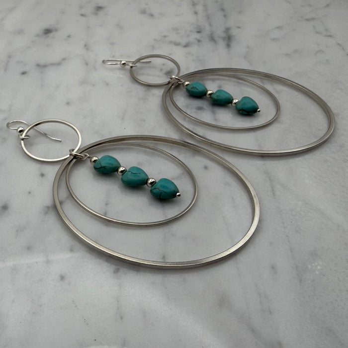 Turquoise Heart Statement Earrings