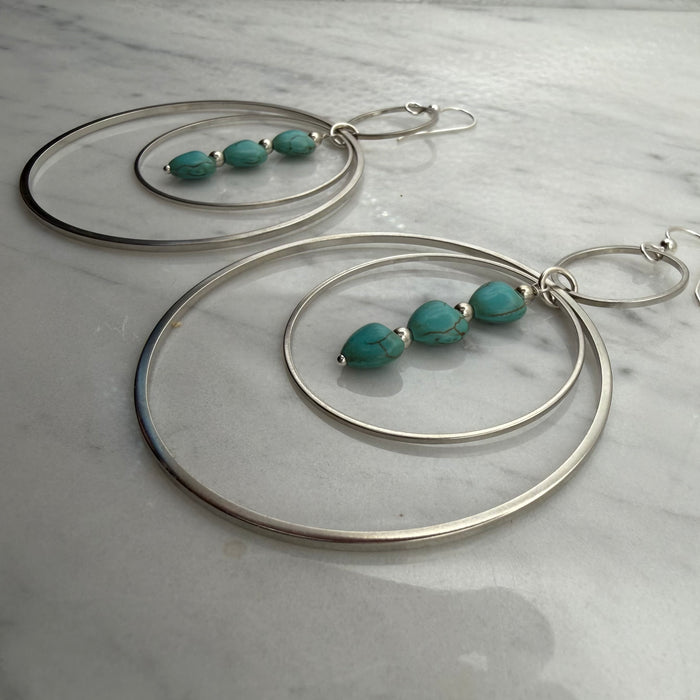 Turquoise Heart Statement Earrings