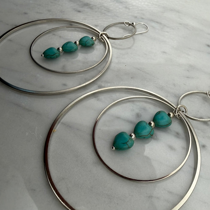 Turquoise Heart Statement Earrings
