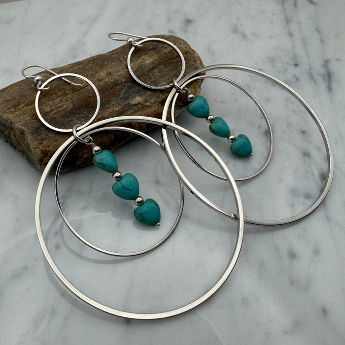 Turquoise Heart Statement Earrings