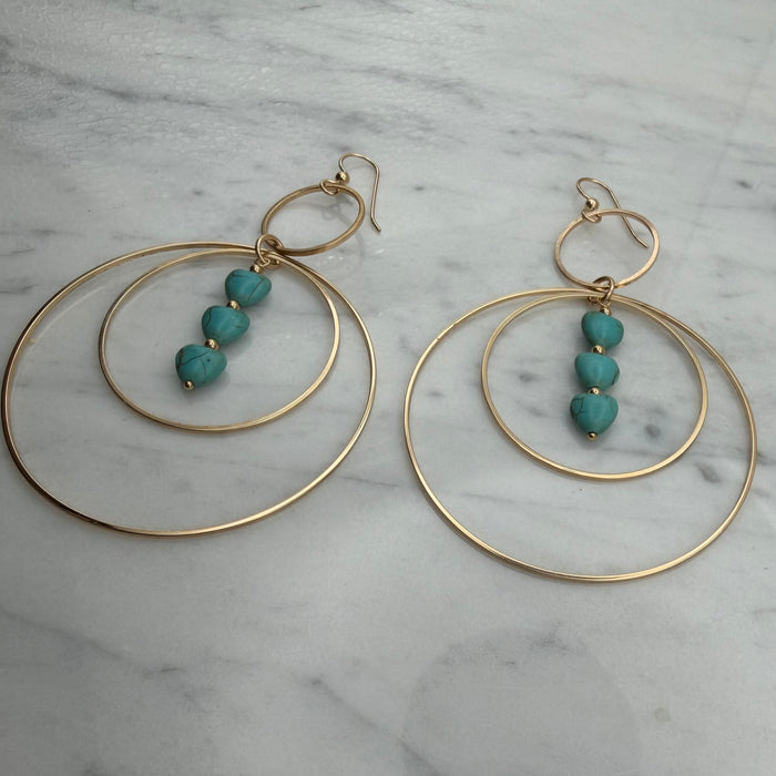 Turquoise Heart Statement Earrings