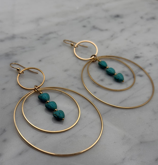 Turquoise Heart Statement Earrings