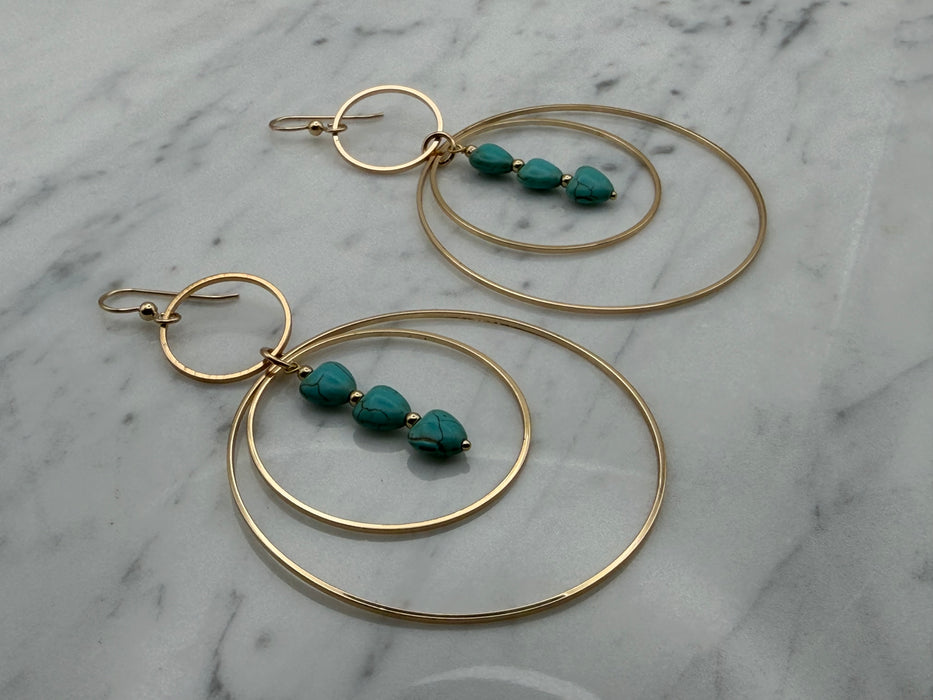 Turquoise Heart Statement Earrings