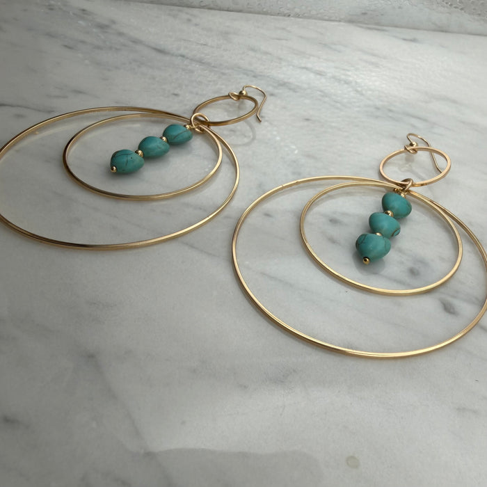Turquoise Heart Statement Earrings