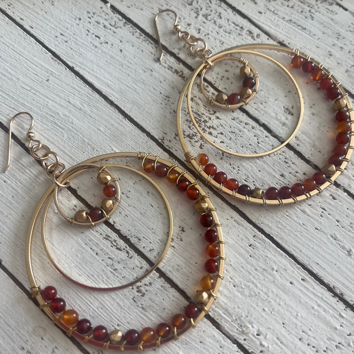 Red Agate Statement Earrings