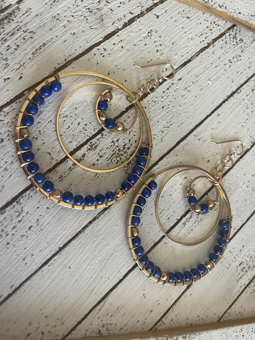 Blue Howlite Lapis Statement Earrings