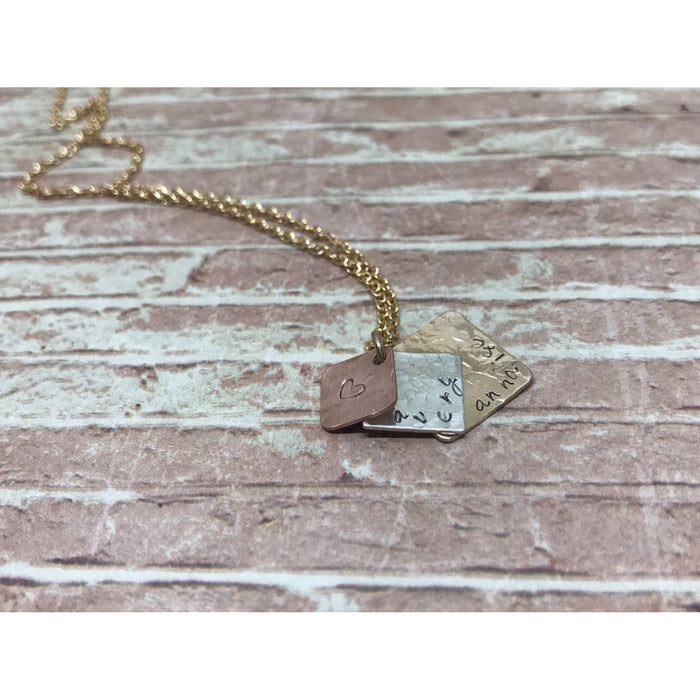 Mixed Metal Mother's Necklace in Gold, Silver and Copper