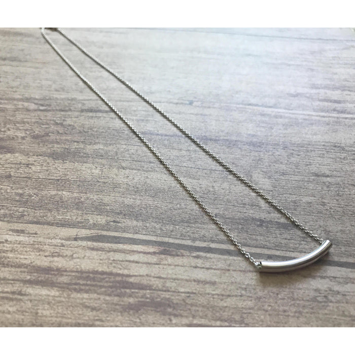 Delicate Silver Tube Layering Necklace