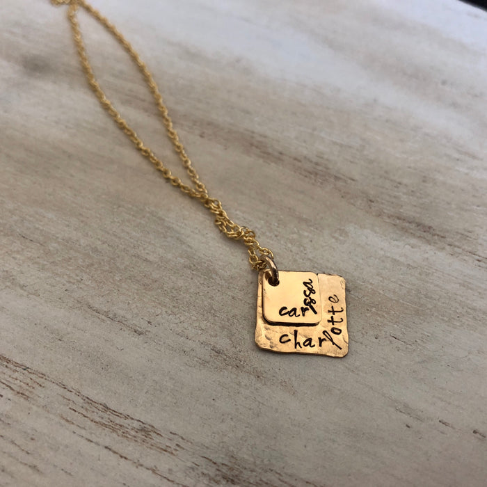 Gold Diamond Shaped Mother’s Necklace