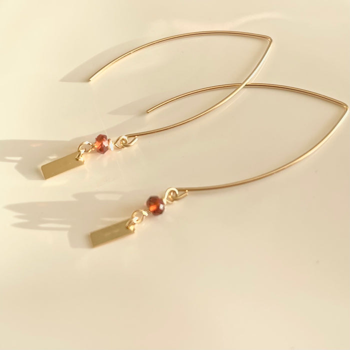 As Seen on The Young & The Restless season 49 episode 216 Dainty Tag Drop Earrings with Garnet Accents