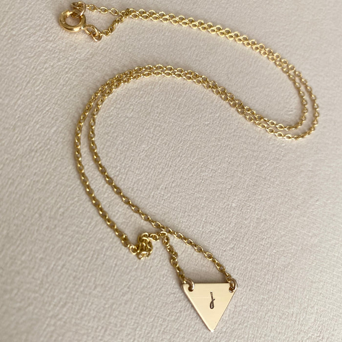 Triangle Initial Necklace in Gold