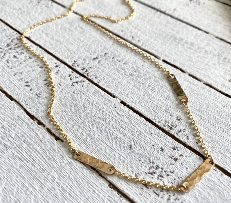 Dainty Three Bar Necklace in Gold