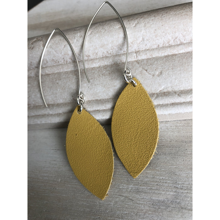 Mustard leather drop earrings