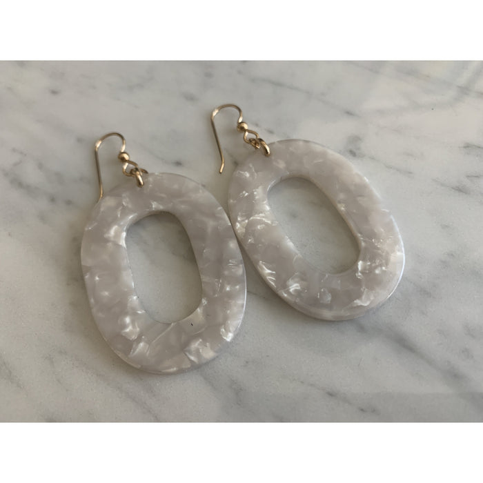 White Shell Resin Earrings