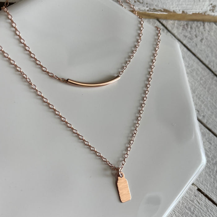 Dainty Rose Gold Layering Necklace Set