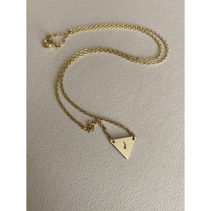 Triangle Initial Necklace in Gold