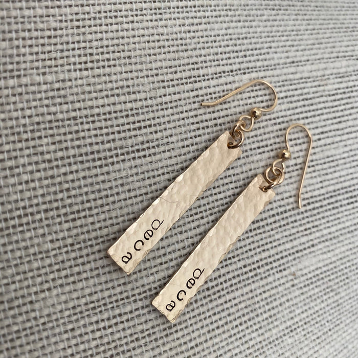 Personalized Hammered Gold Bar Earrings