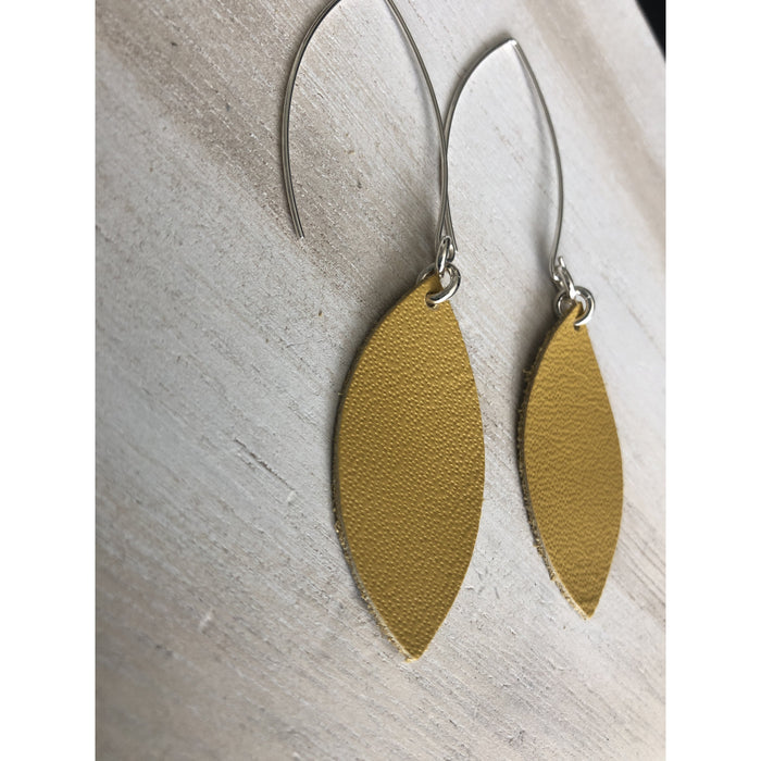 Mustard leather drop earrings