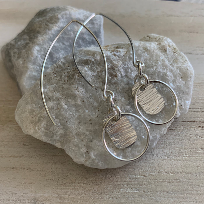 As Seen on All American  season 3 episode 1 and 10 Sterling Silver Tag Drop Earrings with Circle Accents