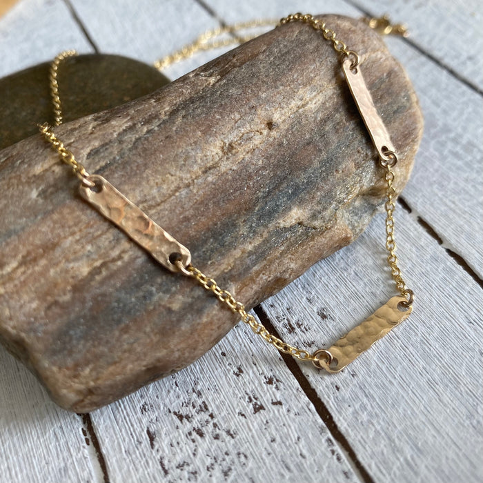 Dainty Three Bar Necklace in Gold