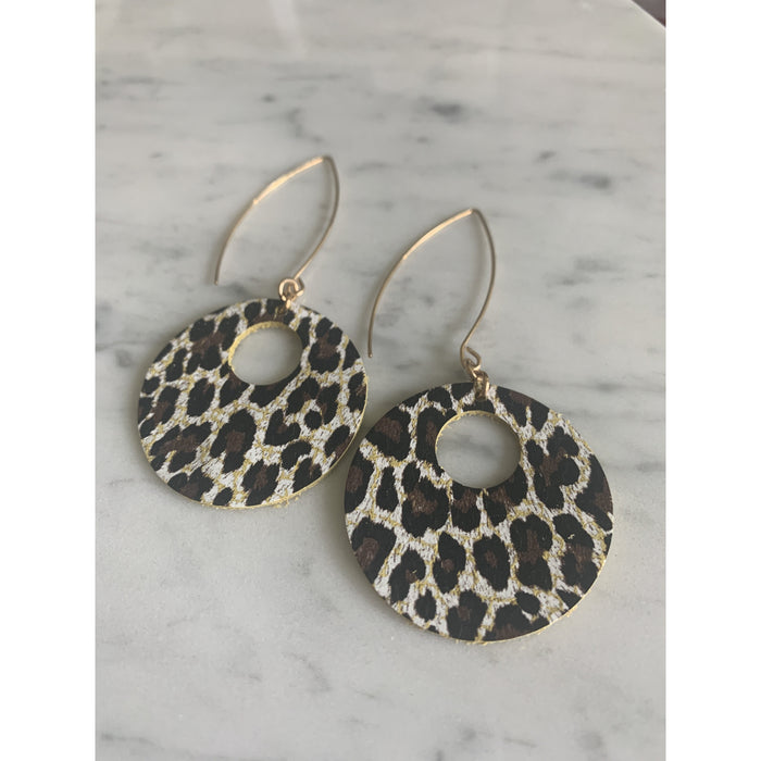 Animal print leather drop earrings