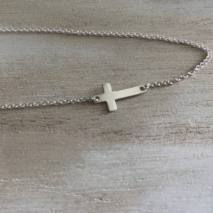 Delicate Side Cross Necklace
